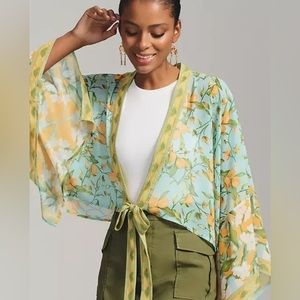 Anthropologie Pilcro Lemon Printed Wrap Top One Size